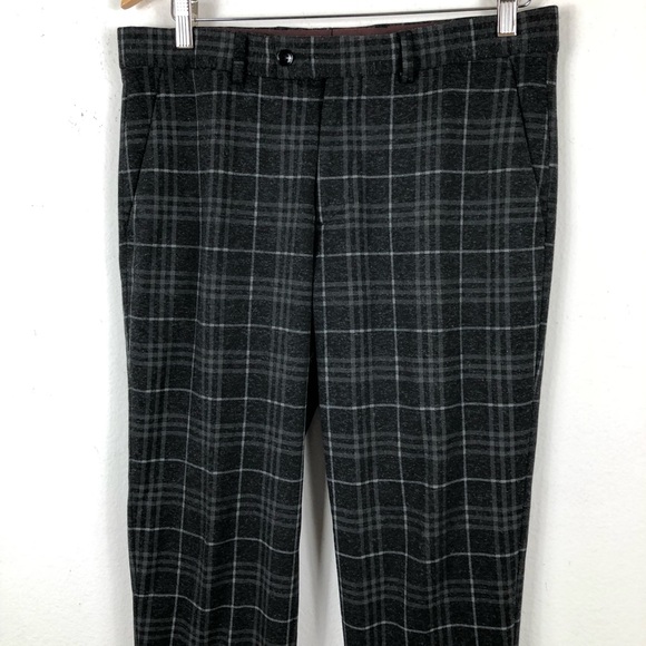 ZARA MAN Mens Plaid Flat Front Slim Dress Pants Size 31 - Picture 5 of 11